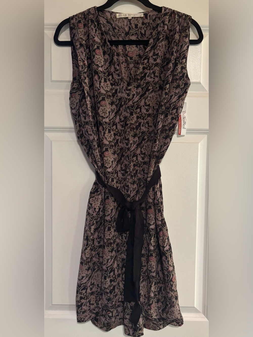 Ulla Johnson Silk Print V-Neck Sleeveless Dress, size 4